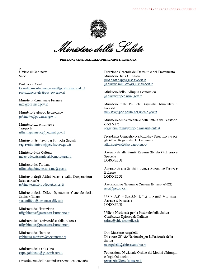 CIRCOLARE MINISTERO SALUTE page 0001