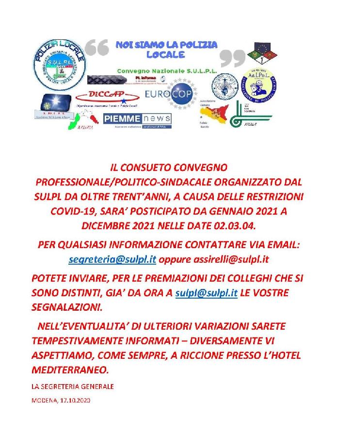CONVEGNO SULPL NOI SIAAMO LA POLIZIA LOCALE ITALIANA DICEMBRE 2021 page 001