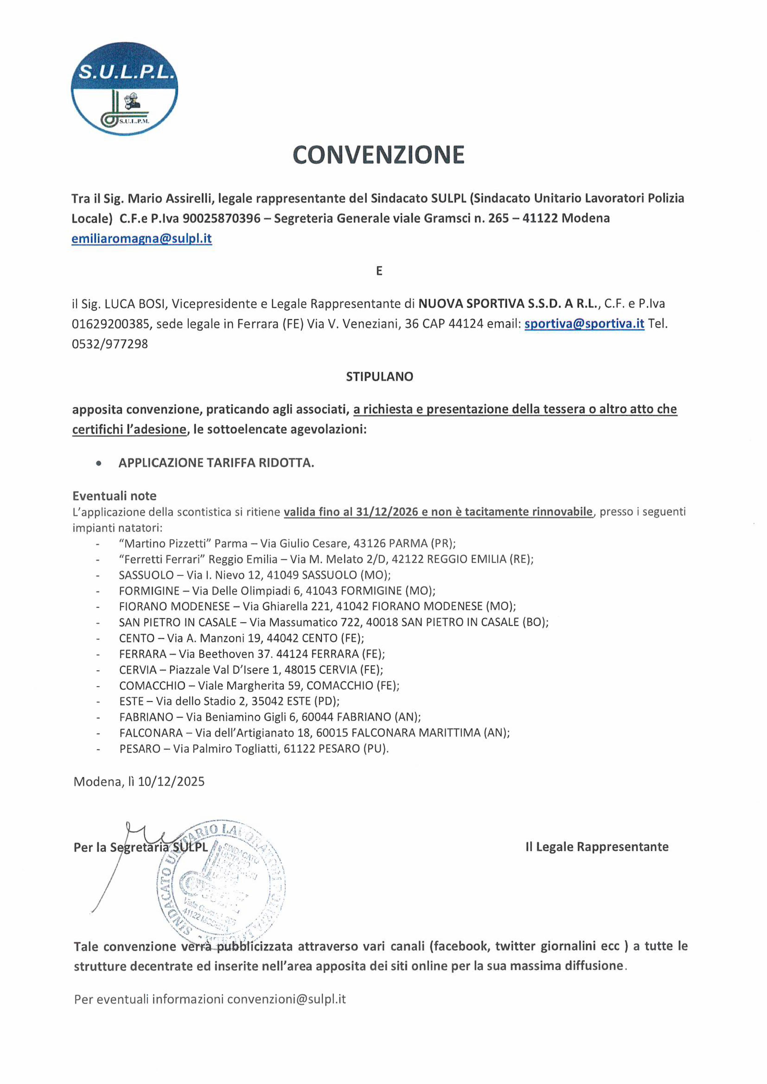 CONVENZIONENUOVA SPORTIVA