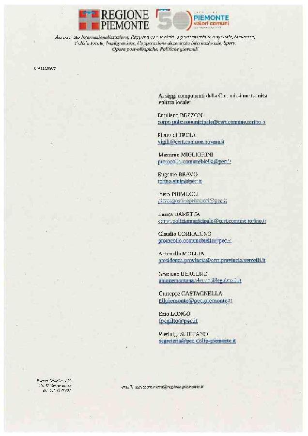CONVOCAZIONE COMMISSIONE TECNICA POLIZIA LOCALE page 001