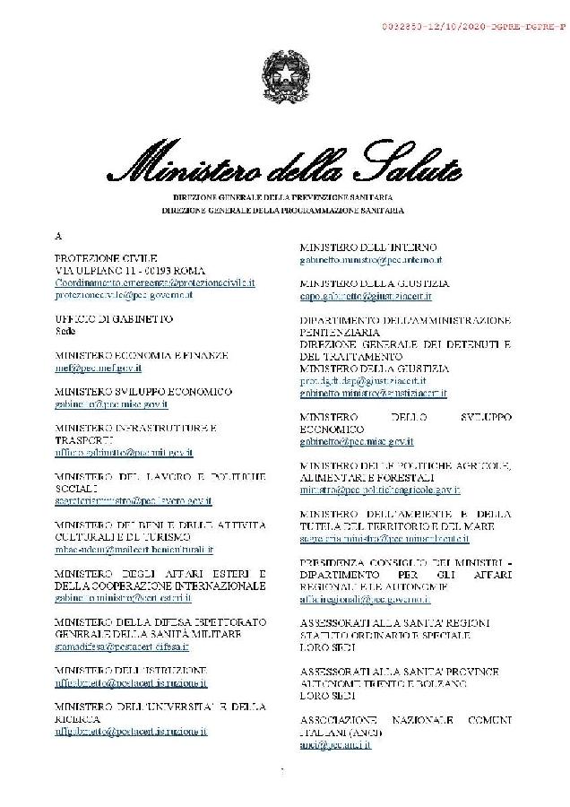 Circolare Min. Salute su isolamento fiduciario e quarantena page 001