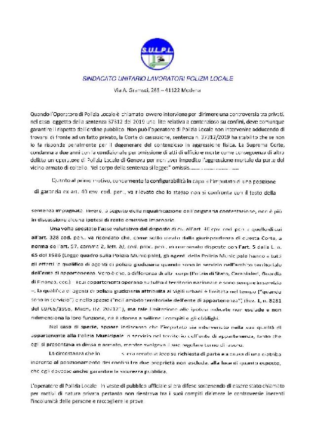 Corte di cassazione sentenza n. 373122019 page 001