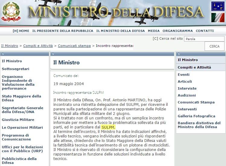 INCONTRO CON IL MINISTRO DIFESA