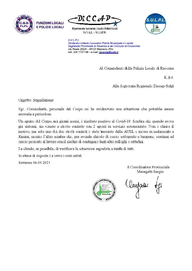 Lettera Comandante per contatto covid 19 page 001