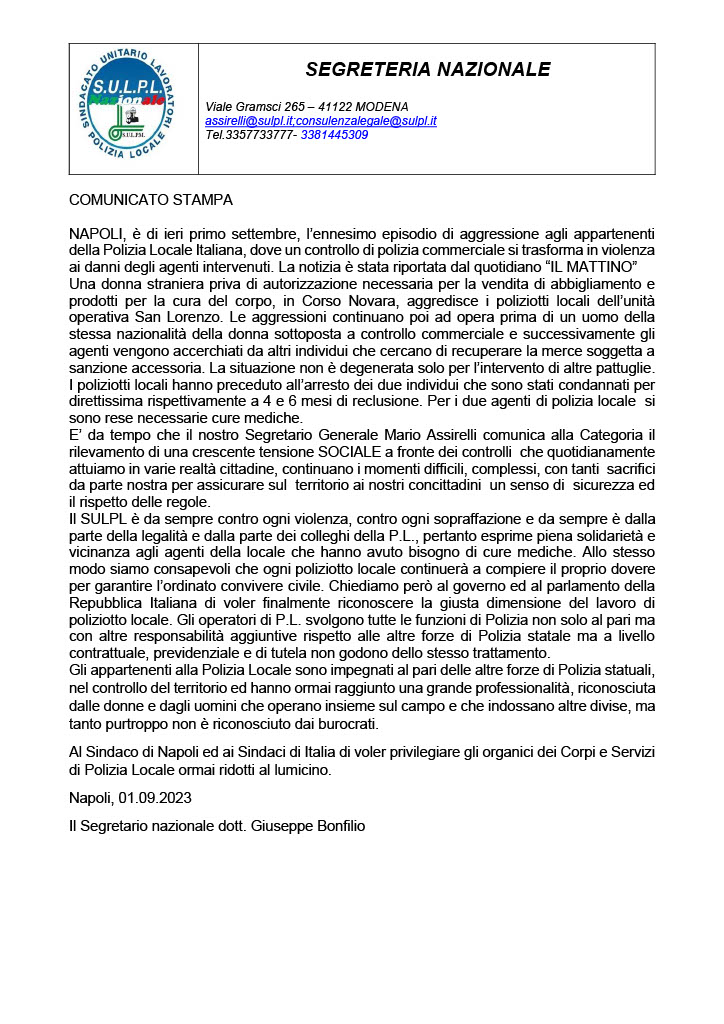 Napoli fatti del Primo settembre1024 1