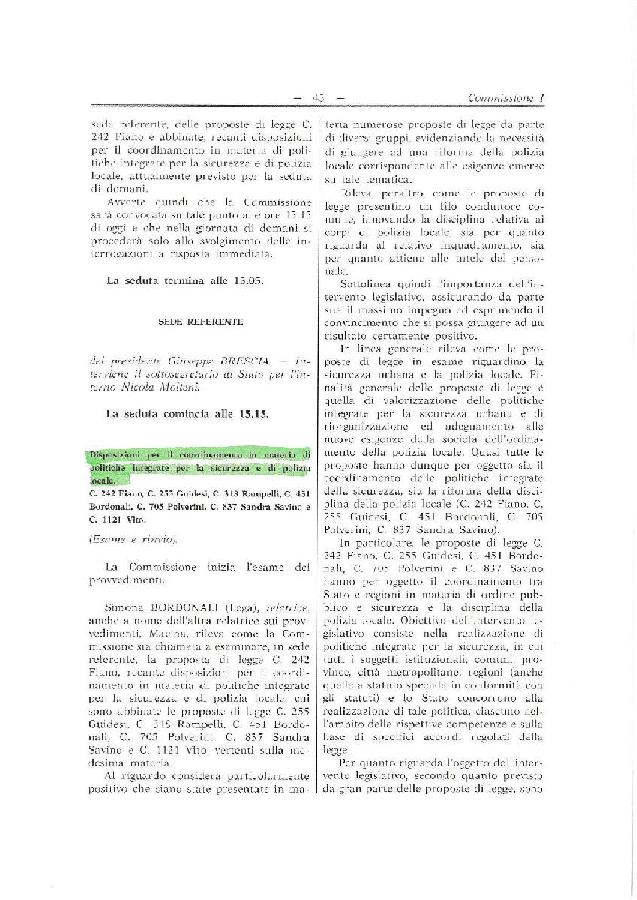 PRIMA RELAZIONE COMMISSIONE RIFORMA LEGGE page 001