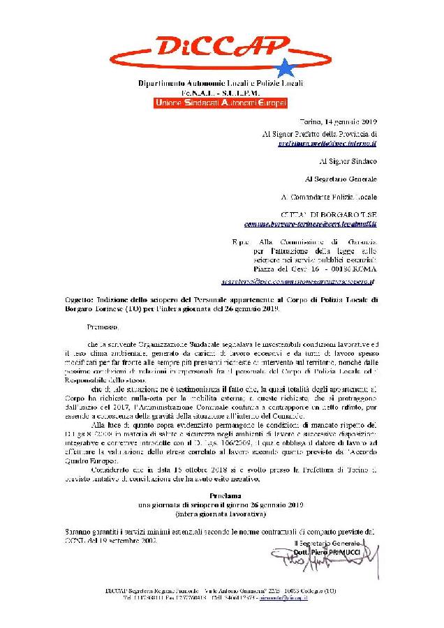 PROCLAMAZIONE SCIOPERO BORGARO 26 gennaio 2019 page 001 1