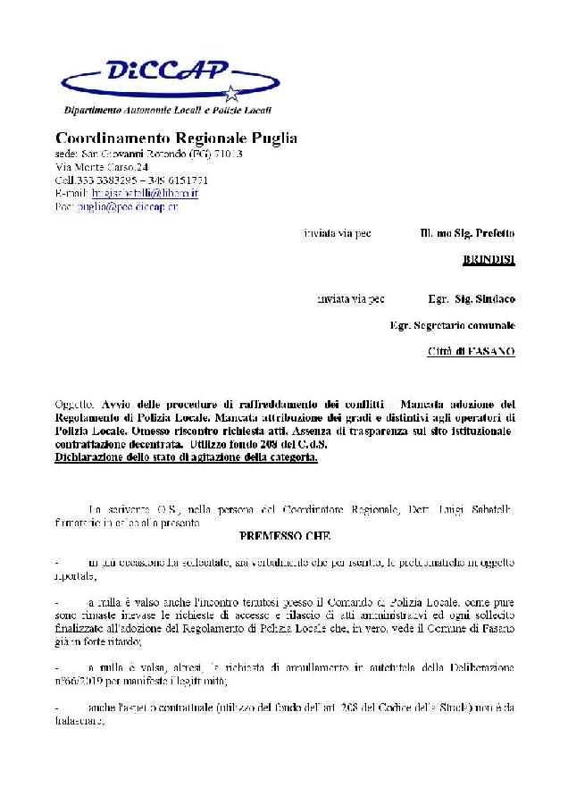 Procedura di raffredamento Fasano page 001