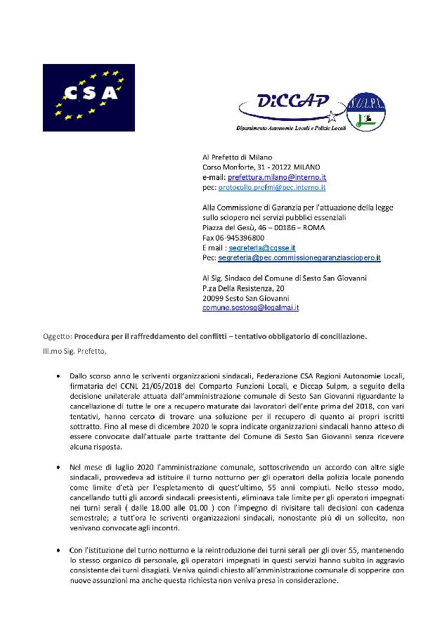 Tentantivo obbligatorio di conciliazione Sesto San Giovanni page 001