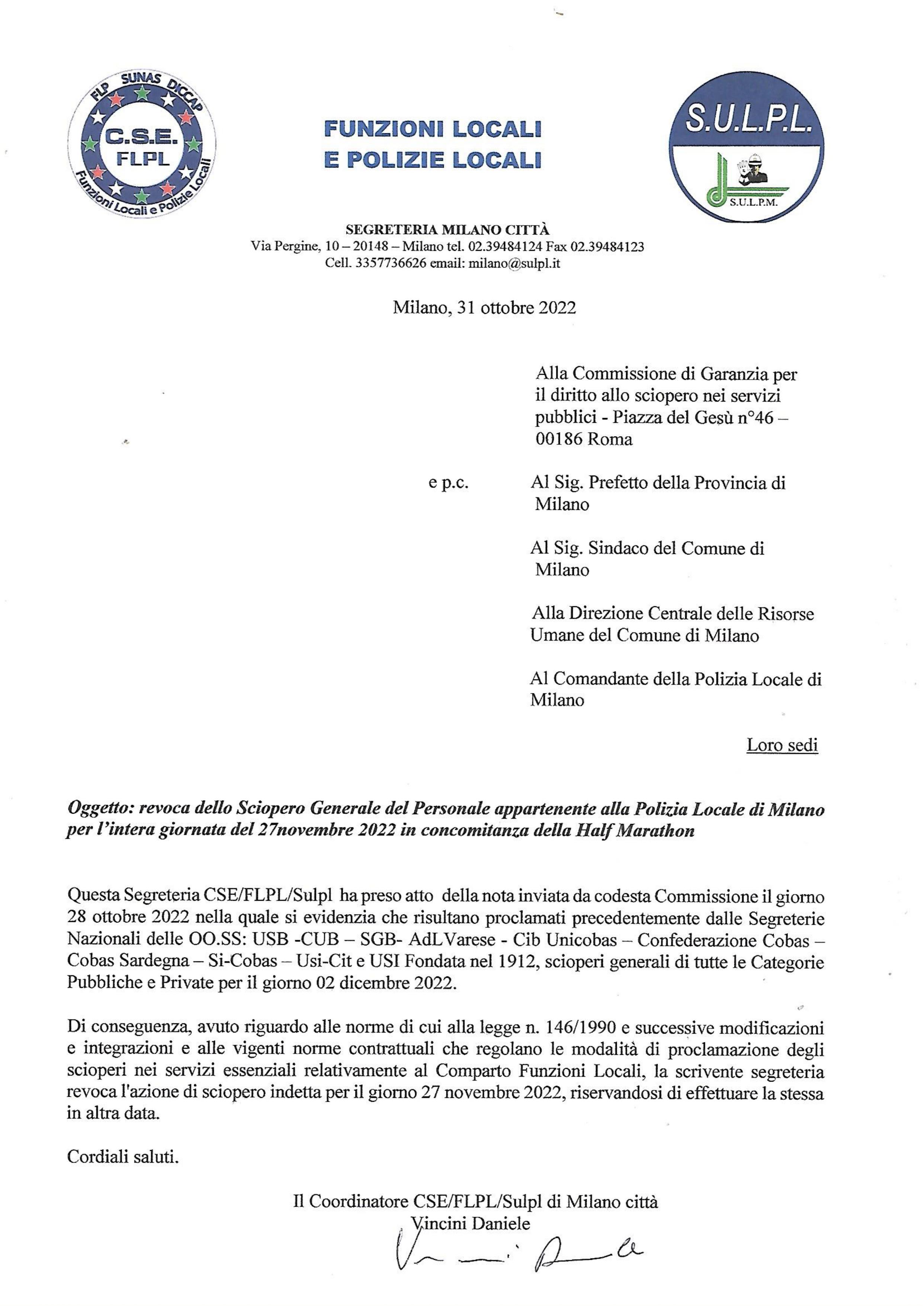 commissione di garanzia revoca sciopero 271122 2