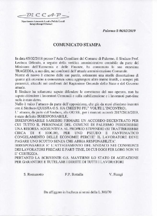comunicato stampa palermo