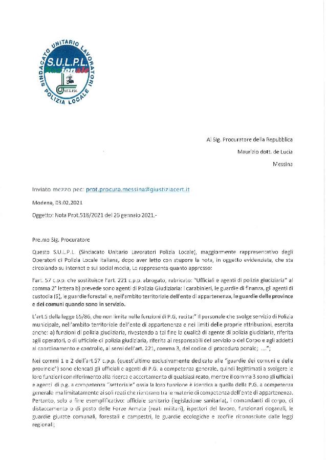 risposta al procuratore dei Messina M.de Lucia page 001