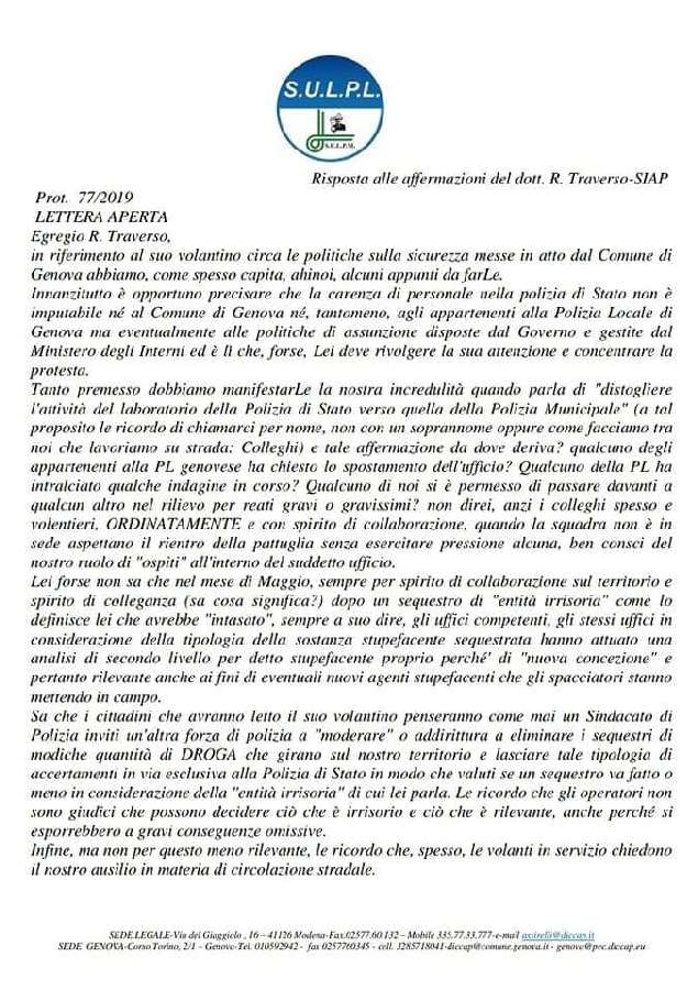 risposta al siap genova 1